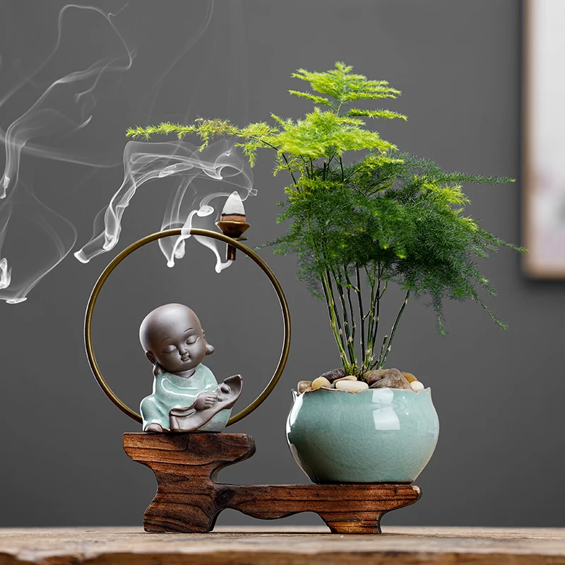 Backflow fragrant new Chinese creative little monk tea table tea table decoration boutique tea ceremony home decoration