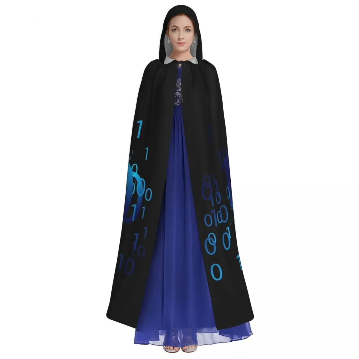 バイナリコード ロングフード付きマント 魔女 中世コスチューム コスプレケープ ハロウィンパーティー 大人用 ユニセックス