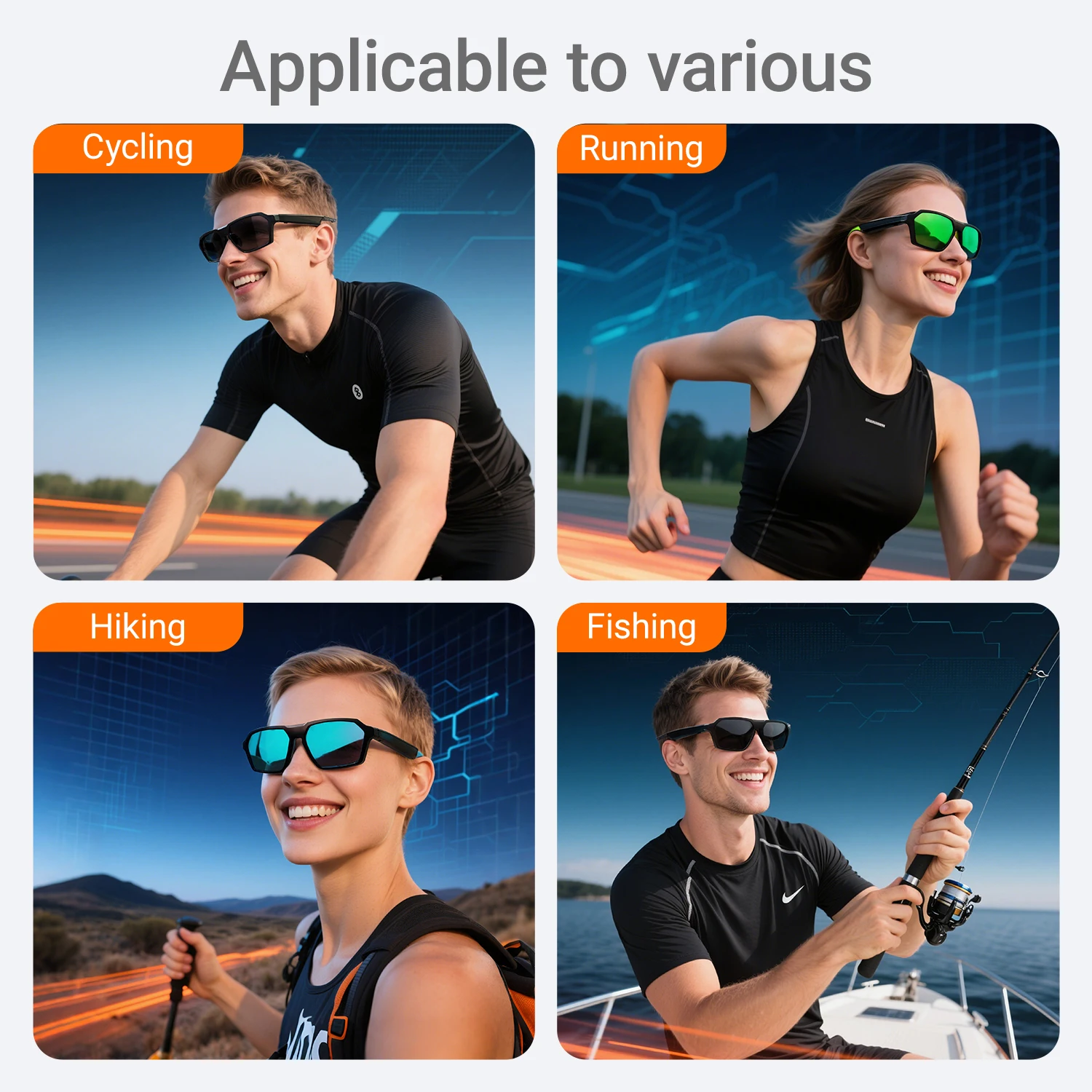 

New Smart Glasses Call Music Speakers Polarized Bluetooth Sunglasses For Men Women Outdoor Sports Sunglasses Cycling Glasses