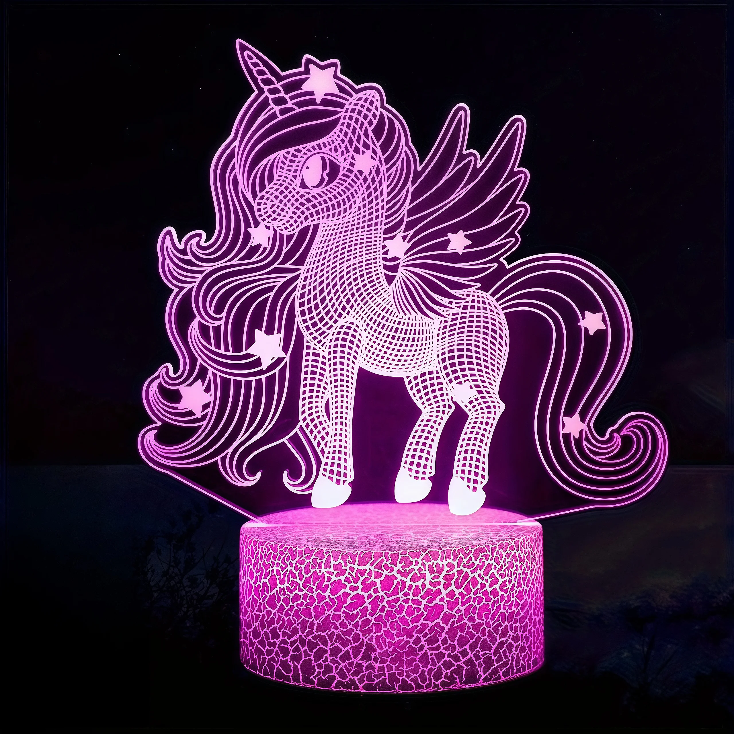 1pcs unicorn pattern 3D atmosphere night light, USB plug, Valentine's Day, birthday, holiday gift night light for friends.