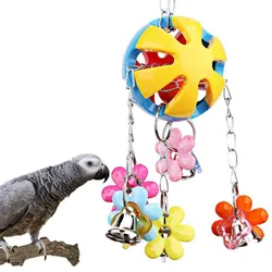 Bird Parrot Toy Colorful Bird Ball with Bell for Cage Bird Chew Toy Playing Training Ball Hanging Toy for Small Parakeets