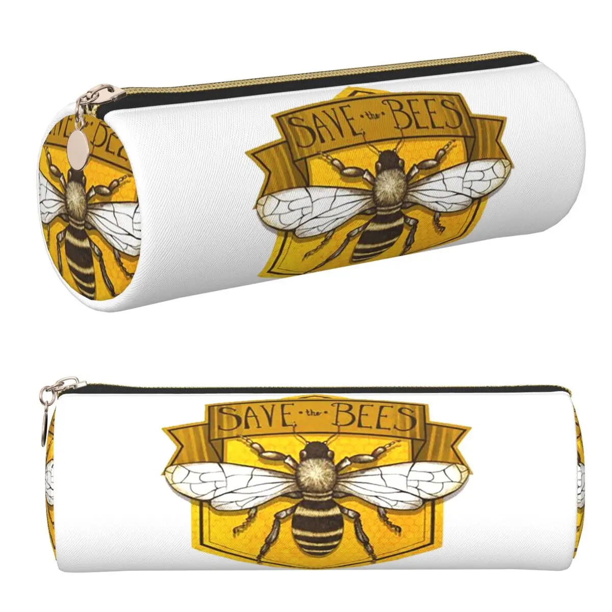 Federmäppchen mit Aufdruck „Save The Bees“, Stifthalter, zylindrische Stiftbox, Federmäppchen für die Schule von Kindern