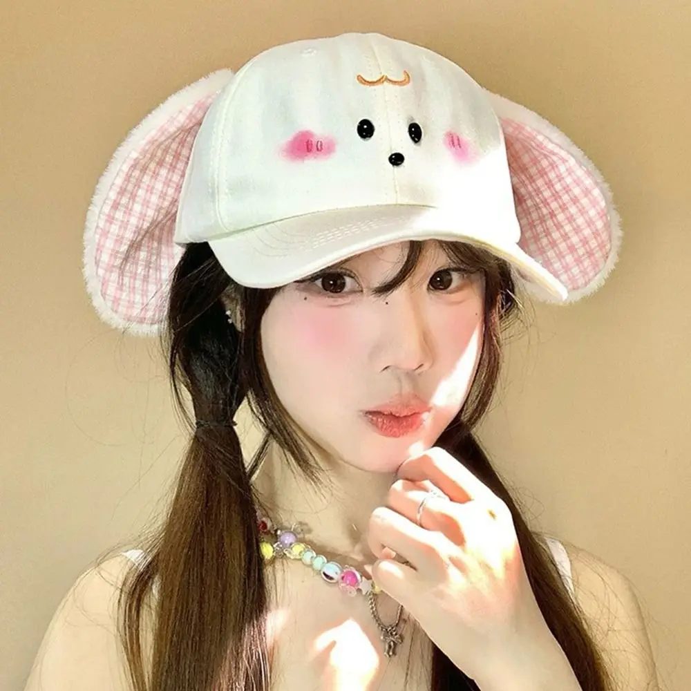 

Korean Cute Baseball Cap Plush Rabbit Ear Y2k Peaked Cap Versatile Casual Sunscreen Hat Women