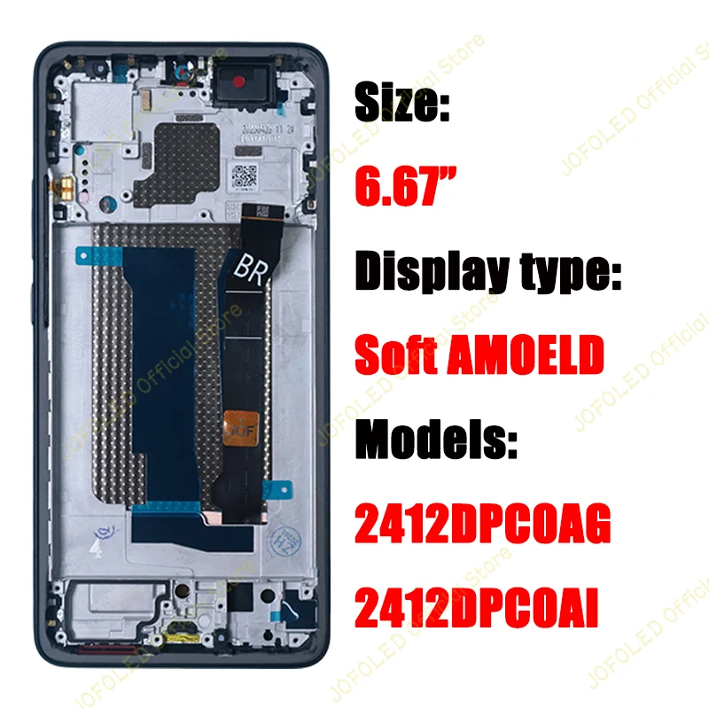 6.67‘’AMOLED LCD Display Touchscreen Digitizer Assembly Replacement For Xiaomi Poco X7Pro 2412DPC0AG Display With Back Cover Kit