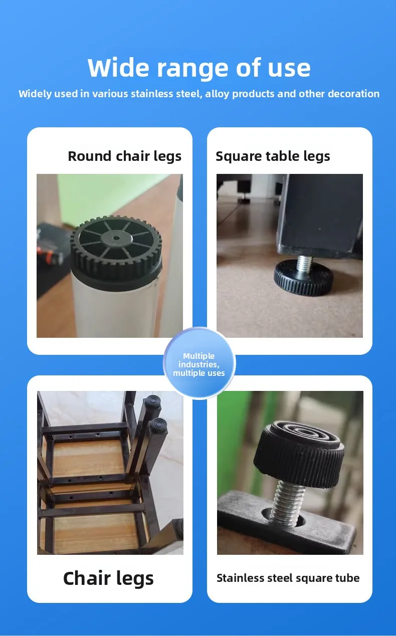 Stainless Steel Threaded Pipe Plug/Adjustable Leveling Feet M6 M8 M10, 16-76mm for Machine Support Anti-Slip Vibration Damping
