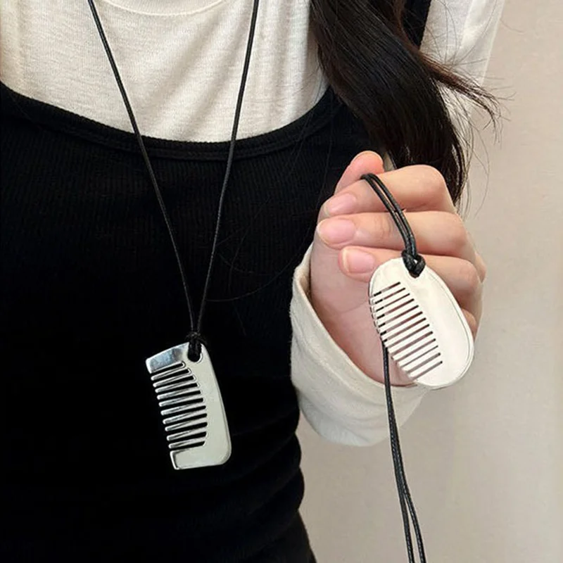 Personality Temperament Comb Pendant Necklace for Women 2025 Trend New Delicate Design Jewelry Fashion Hanging Neck Accessories