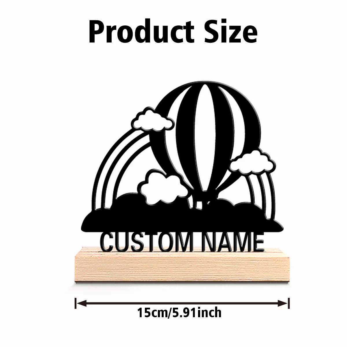 1pc Cartoon Personalized Custom hot air balloon Metal Statues Geometric Wooden Tray Included Perfect for Coffee Tables Gifts fo