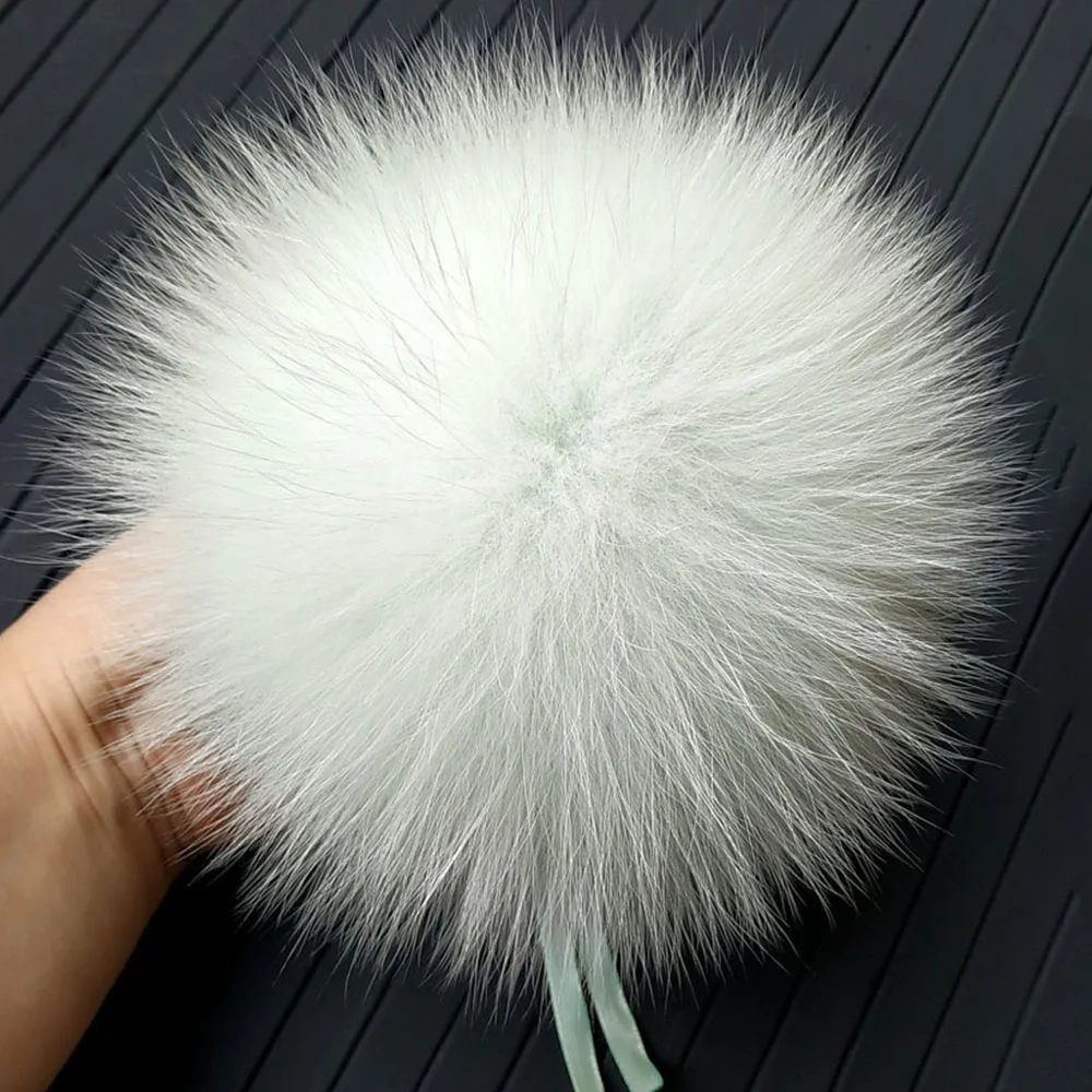 

Real Natural Fox Fur Pompom With Lace Ribbon Raccoon Fur Pom Pom For Hat Keychain DIY Fur Pompon For Caps Bags Scarf Accessories