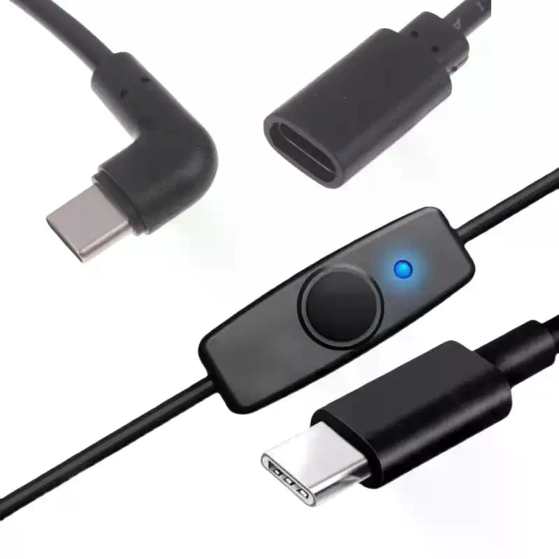 1/3Pcs USB-C To Type C Power Supply Cord 5V2A Short USB C Extension Cable With ON Off Switch For USB Fan LED Strips Desk Lamp