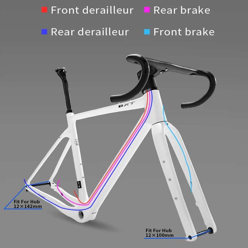 BXT Full Carbon Disc Brake Gravel Bike Frame 700C/27.5er Max Use 47C/2.1 Tire Thru Axle Carbon MTB Bicycle Frame