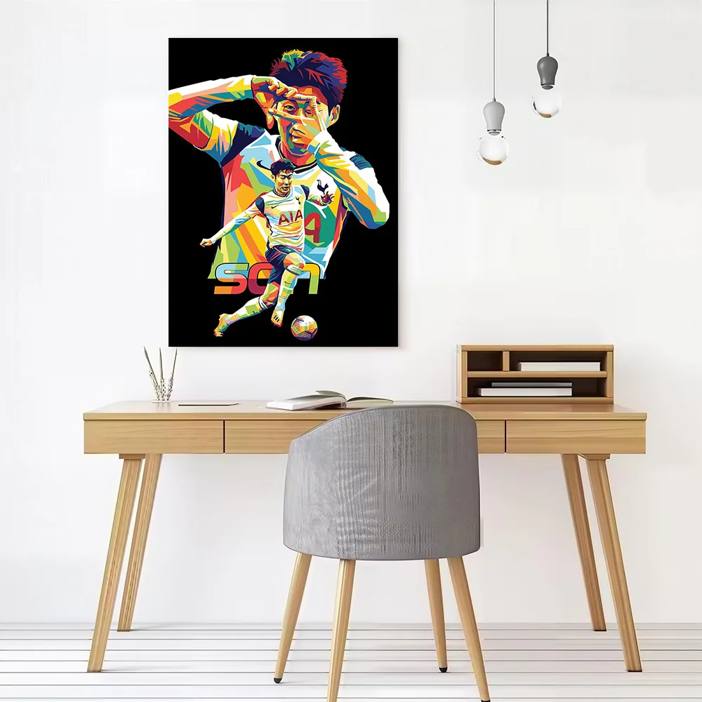 Son Heung-min Pop Art Canvas Poster Wall Art Customizable High Quality Printed Picture for Modern Home Decoration Ornaments Room