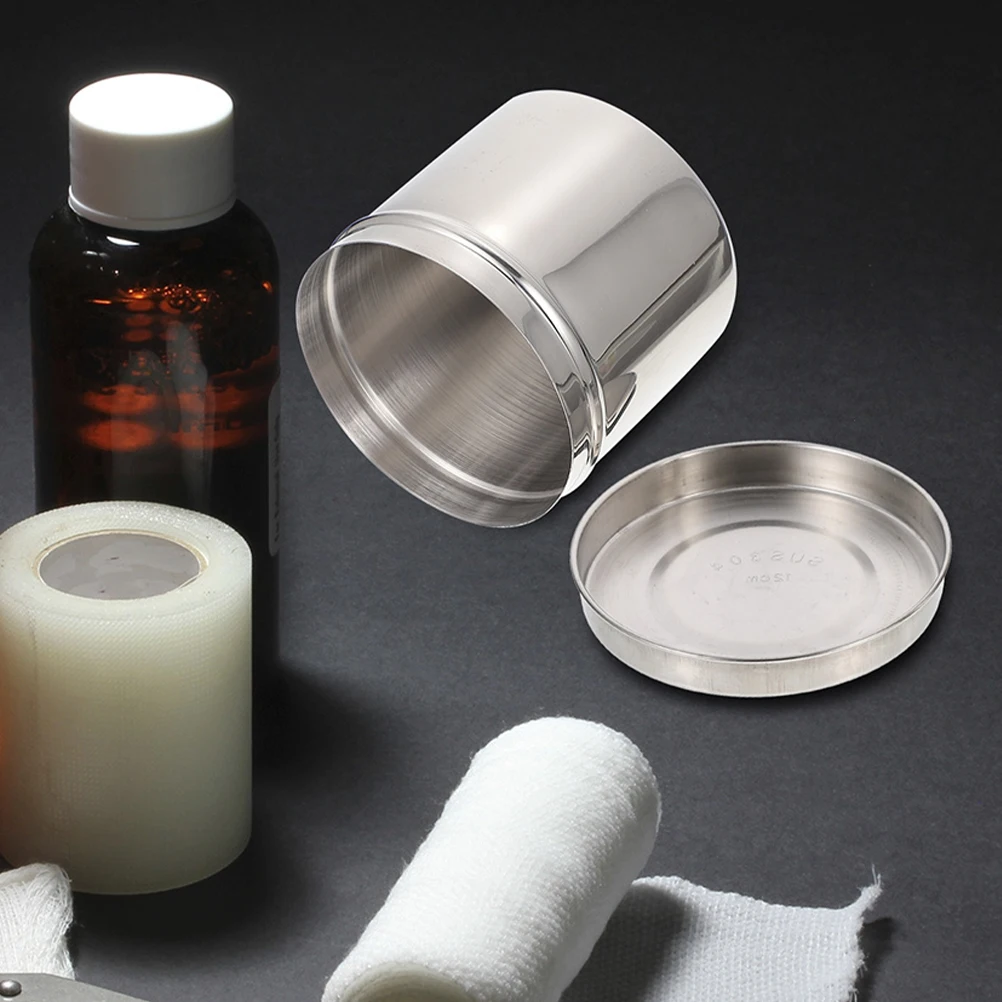 

2 Pcs Ointment Jar Stainless Steel Containers with Lid Gauze for Hospital Portable