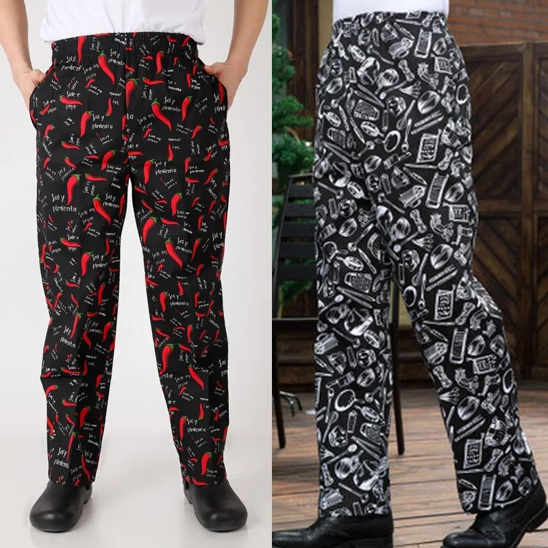 Lässige Arbeitshose, elastische Taille, Kochuniformen, Restaurant und Catering, Rückseite des Hauses, Personal, heißes Wetter, bequeme Passform