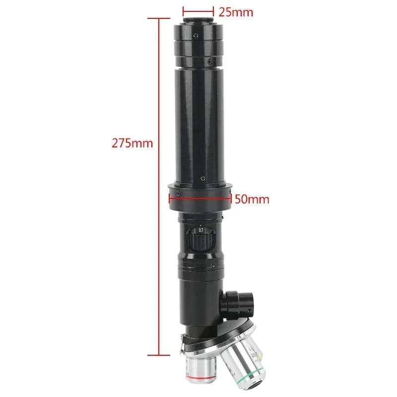 Lente de luz coaxial com zoom 400x 1000x 2000x, microscópio 5x 10x 20x, lente objetiva acromática, luz coaxial para câmera de vídeo industrial