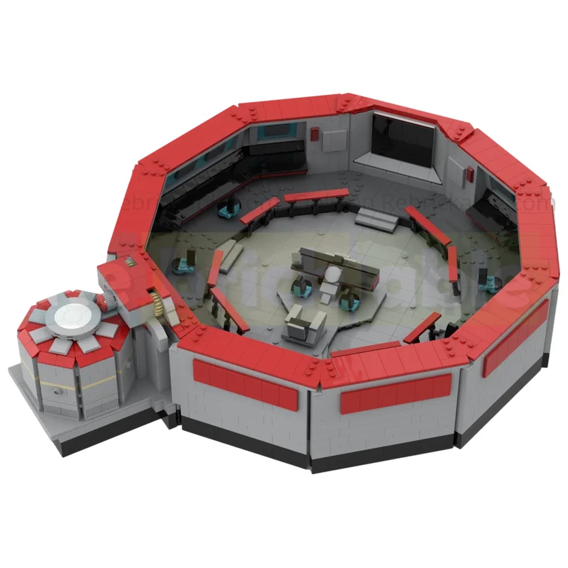 MOC Building Blocks Sci-Fi Space Cruiser Bridge Futuristic Interior Movie Style DIY Brick Kit Desktop Collectible Display