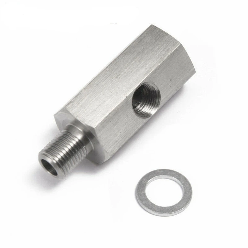 New Side Holes 1/8 NPT And M10x1.5 Stainless Steel Oil Pressure Oxygen Senso Connector Adapter Fitting With Gasket