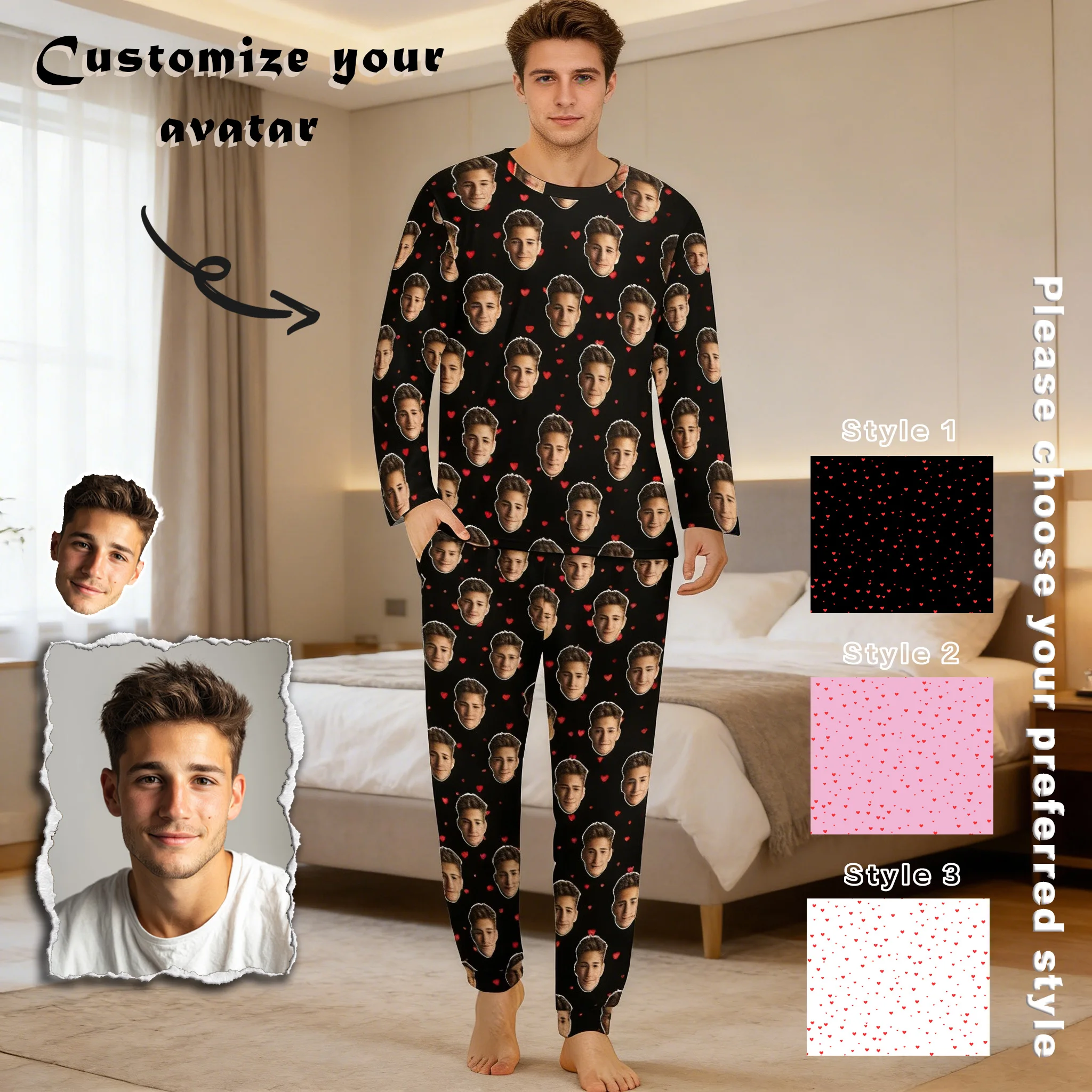 Customized pajamas Personalized Family Pajamas Dog Portrait Pet Lover Gift Pajamas men Pet Photo Pajamas Couple Long PJs
