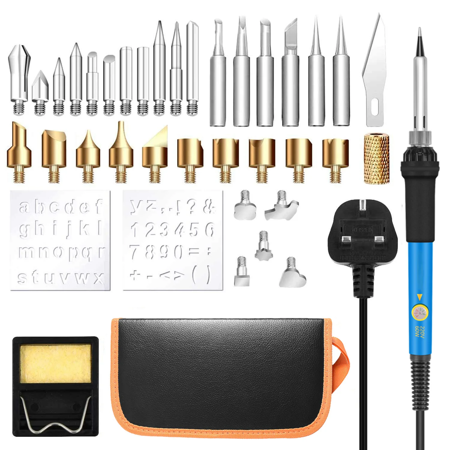 

37-piece Engraving Soldering Iron Set with EU/US Specifications, Adjustable Temperature, Pyrography Soldering Iron, Welding Pen