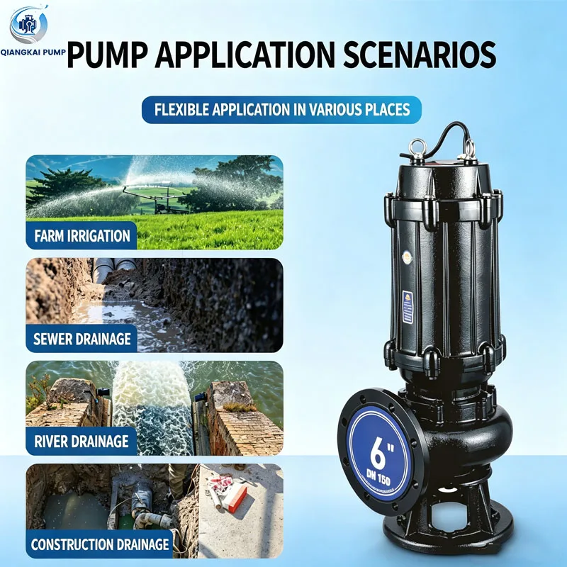 Anti-clog Stainless Steel Submersible Sewage Pump, High Head Large Flow Pump For Industrial & Municipal Wastewater Discharge