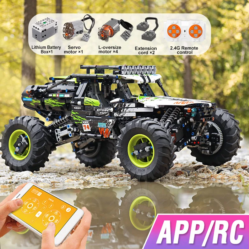 Mold King 18002 Giocattoli per auto tecniche Il MOC-19517 4WD RC Buggy Building Block Assemblaggio Modello di auto Set di mattoni Regalo di Natale per bambini