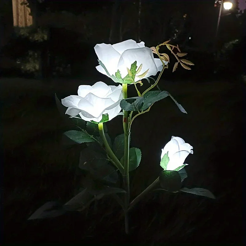 Luces solares de flores para jardín, luces de rosas impermeables para exteriores, decoración de jardín para el Día de San Valentín, fiesta de boda,