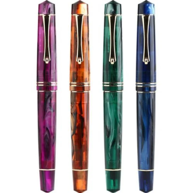A+ MAJOHN M800 Colorful Acrylic Fountain Pen Golden Clip Fine Nib F/0.5mm Office #B