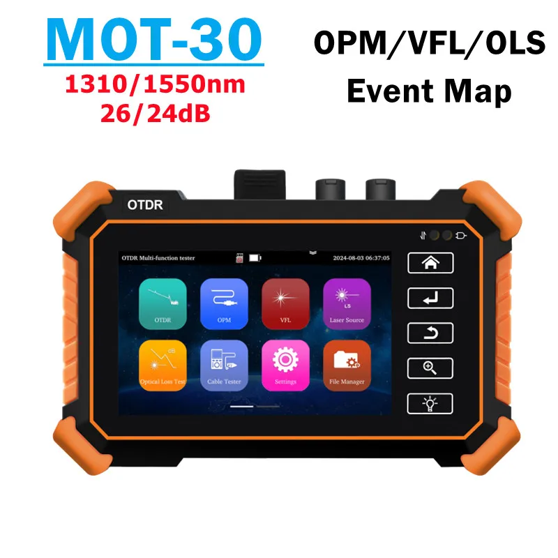 Mini OTDR Riflettometro ottico dominio del tempo OPM VFL Tester per fibra ottica UTP RJ45 TDR test cavo Test di rete con sorgente laser stabile