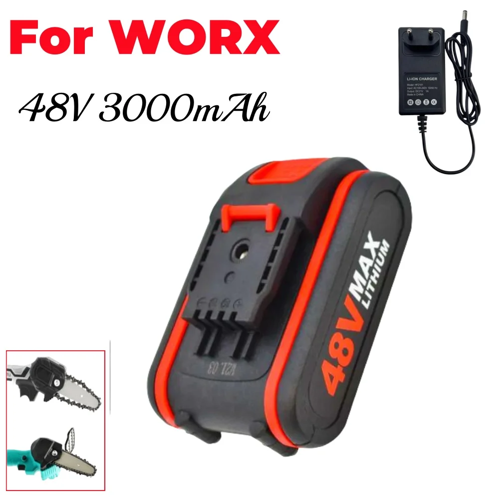 48V 3000mAH 18650 Lithium Battery For worx  Electric Tools Battery For Wireless Wrench Pruning Saw Logging Chain Saw Drill Batte