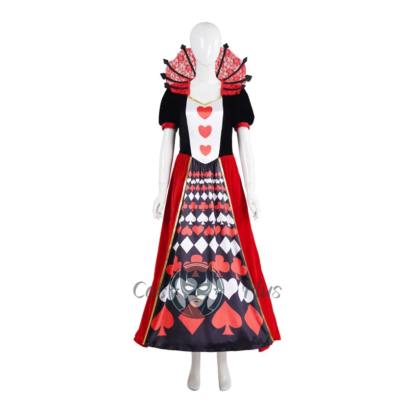 

Костюм для косплея «Приключения Алисы в стране чудес», красная королева с сердечками, платье для выступления на сцене, нарядный наряд на Хэллоуин, карнавал и вечеринку