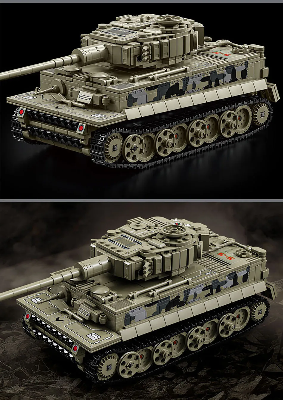 Militärischer MOC Tiger Schwerer Panzer, Armee-Hauptkampfpanzer, Soldatenfiguren, Bausteine, Ziegel-Set, Spielzeug für Jungen, Männer, Geschenke – Detail 3