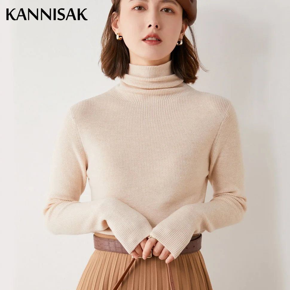 Fashion Turtleneck Sweater Women Autumn Winter Clothes Slim Warm Cashmere Pullover Bottoming Shirt Office Lady Jumper Knitwear