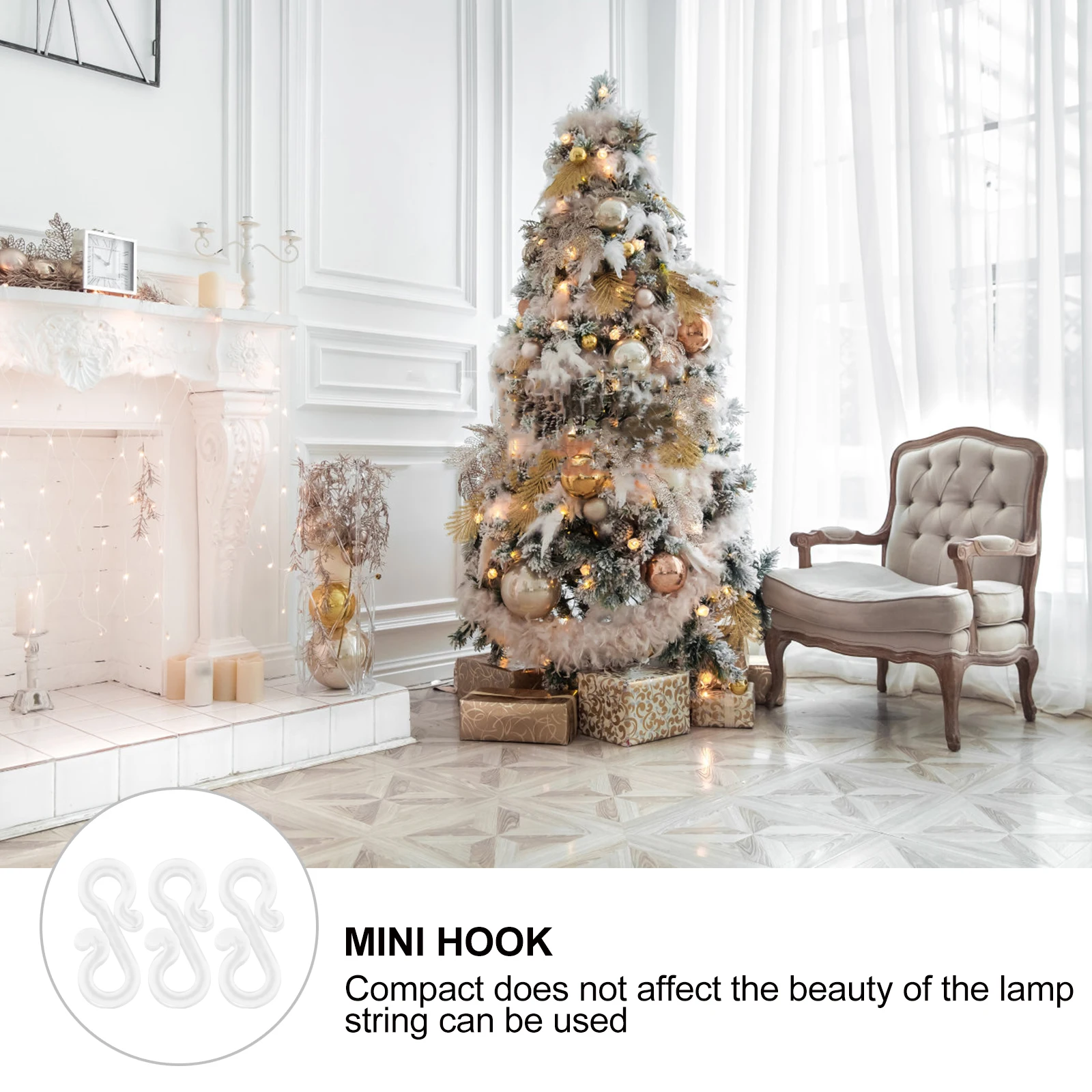 

48 Pcs Christmas Light Clip Hooks Clips Gutter Hanging outside Lights Spiral for Festoon Fairy