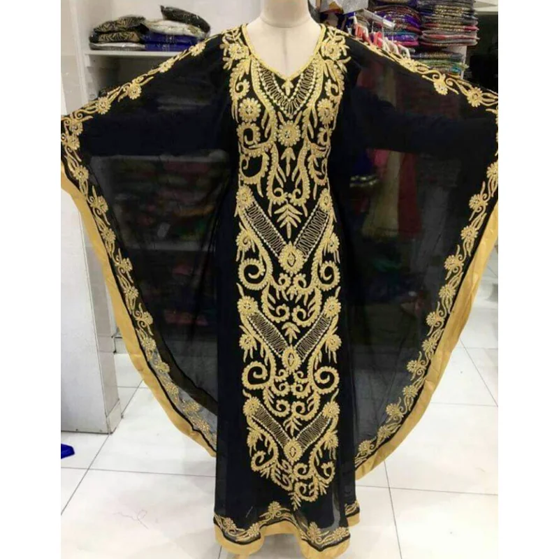 

Black Morocco Dubai Long Shirt African Costume Bridesmaid Arab Party Dress European and American Fashion Trends