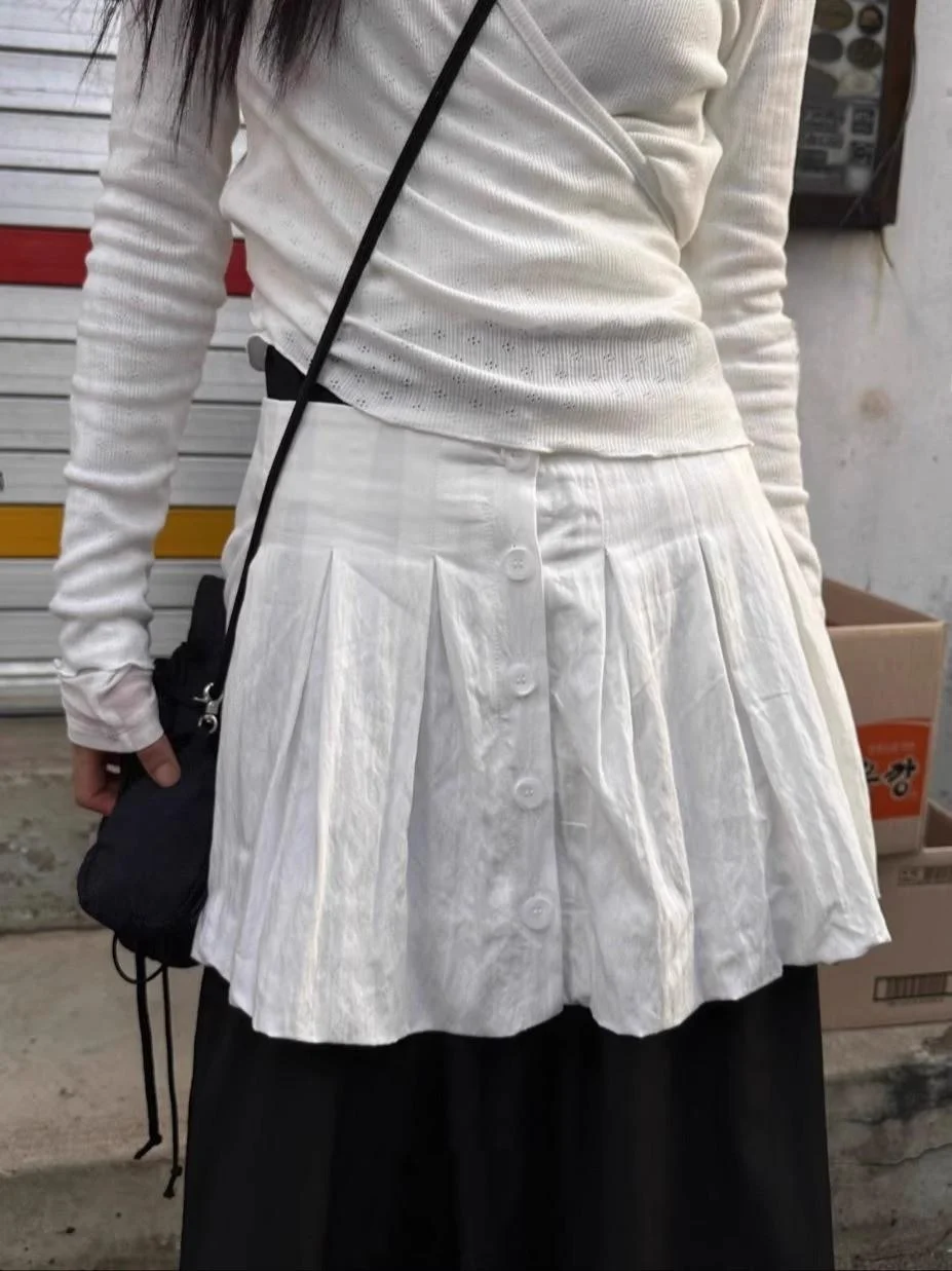 

Несмываемая многослойная юбка на пуговицах Ba с эластичной резинкой на талии для женщин с высокой талией, длина для поездок на работу, 2024, осенняя цвет...