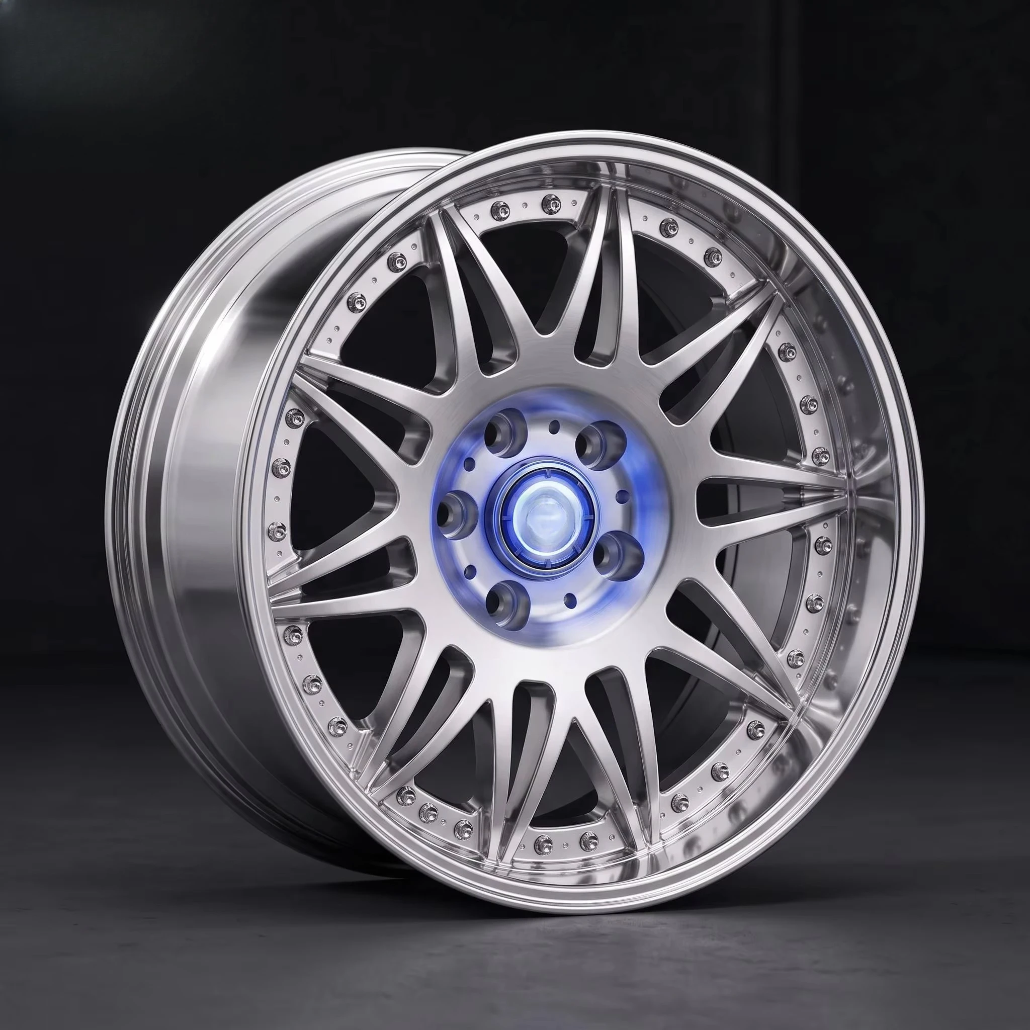 Hongxin NO.1 18-23 Inch Custom Forged Alloy Wheel Mirror Polished Chrome Luxury Rims Glowing Center Cap for VW