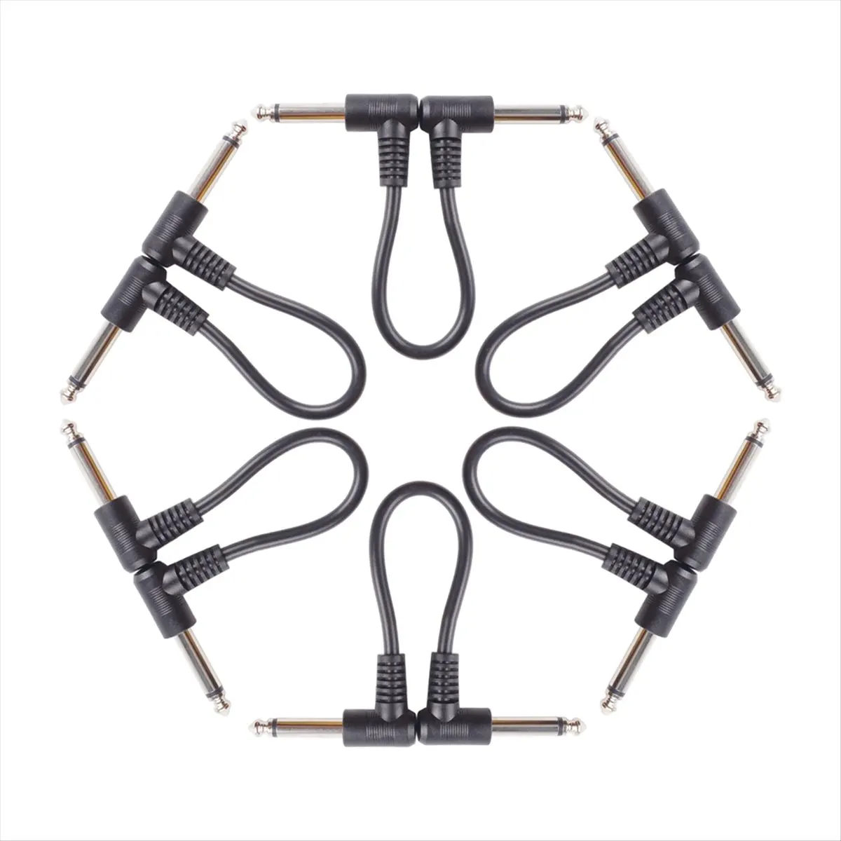 New arrival  6 Packs 18cm Guitar Effect Pedal Round Patch Cables Instrument Guitar Pedal Cable Connectors Patch Cable Black