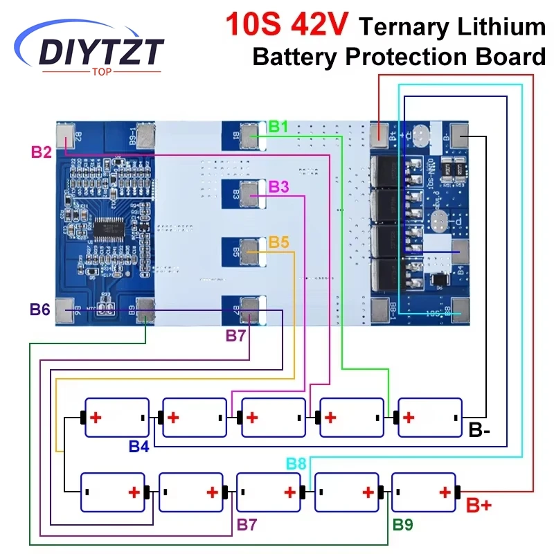 10S 42V 15A BMS Ternary Lithium 18650 Battery Protection Board For Segway Battery Charging Board With Temperature Protection