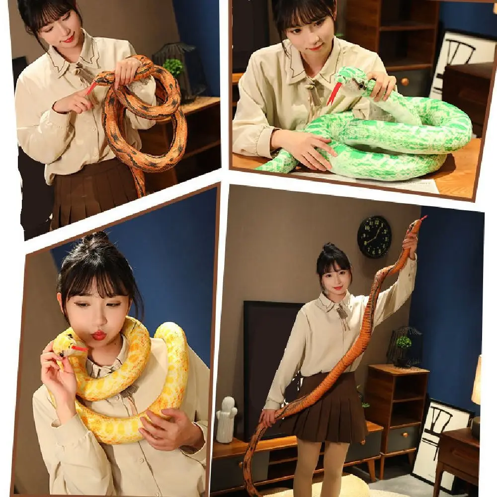 

Throw Pillow 160cm Artificial Python Cartoon Soft Long Snake Lifelike Funny Simulated Snake Children Gift