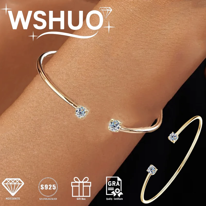 

Женский браслет из муассанита 5 мм, 0,5 карата, 100% стерлинговое серебро S925, круглая огранка, бриллиантовый браслет-манжета, ювелирные изделия, подарок на вечеринку