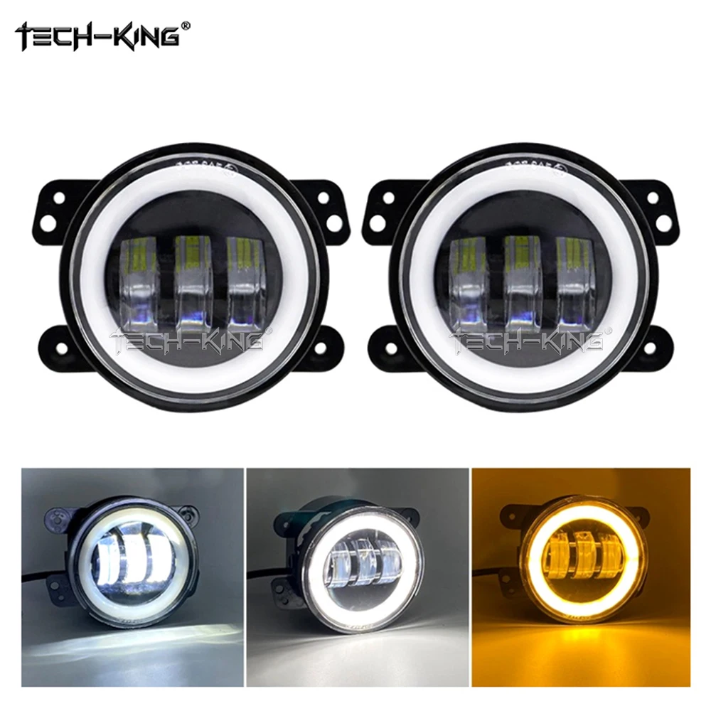 Two 3.5-inch angel eye CANBUS automotive LED penetrating fog lights, suitable for Toyota/Honda DRL off-road H11 plug-and-play