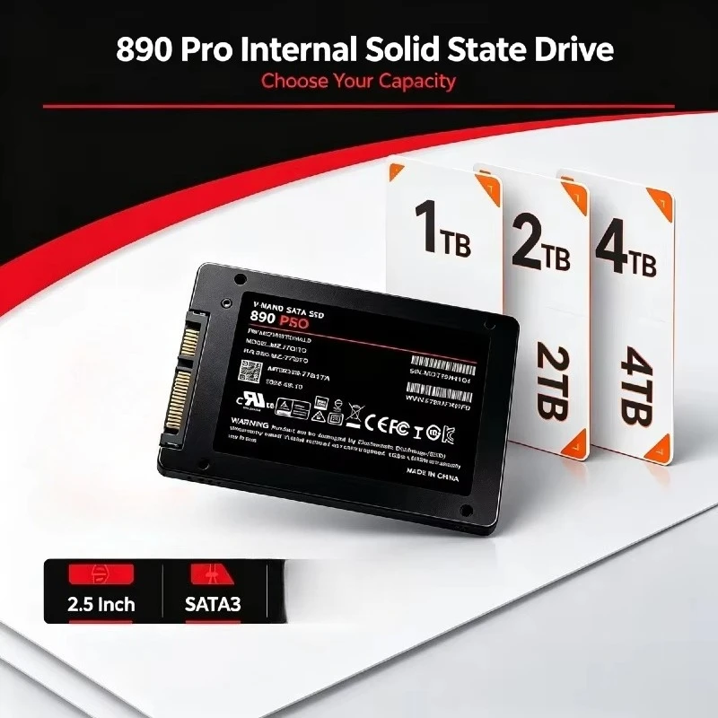890 PRO 2.5 Inch SATA3 Internal SSD, 550MB/S Solid State Drive 1TB 2TB 4TB, Hard Disk for Laptop & Desktop PC