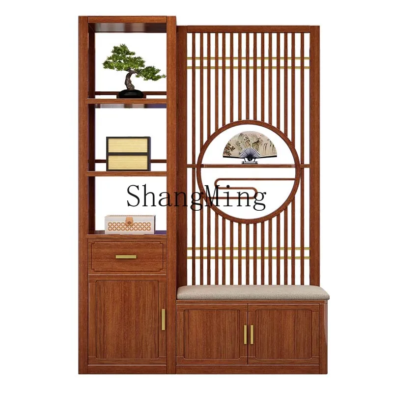 CL Walnut All Solid Wood Entrance Cabinet Entry Living Room Shoe Change Cabinet Modern Simple Room Cabinet