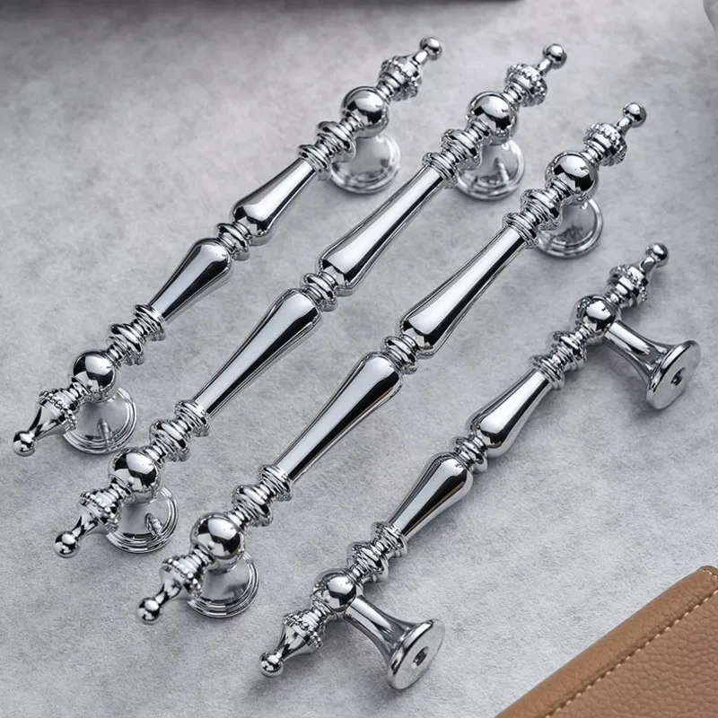 Solid Brass Chrome Kitchen Cabinet Pull Drawer Knob Bedroom Bright Silver Wardrobe Dresser Handle Hardware Furniture Door Handle