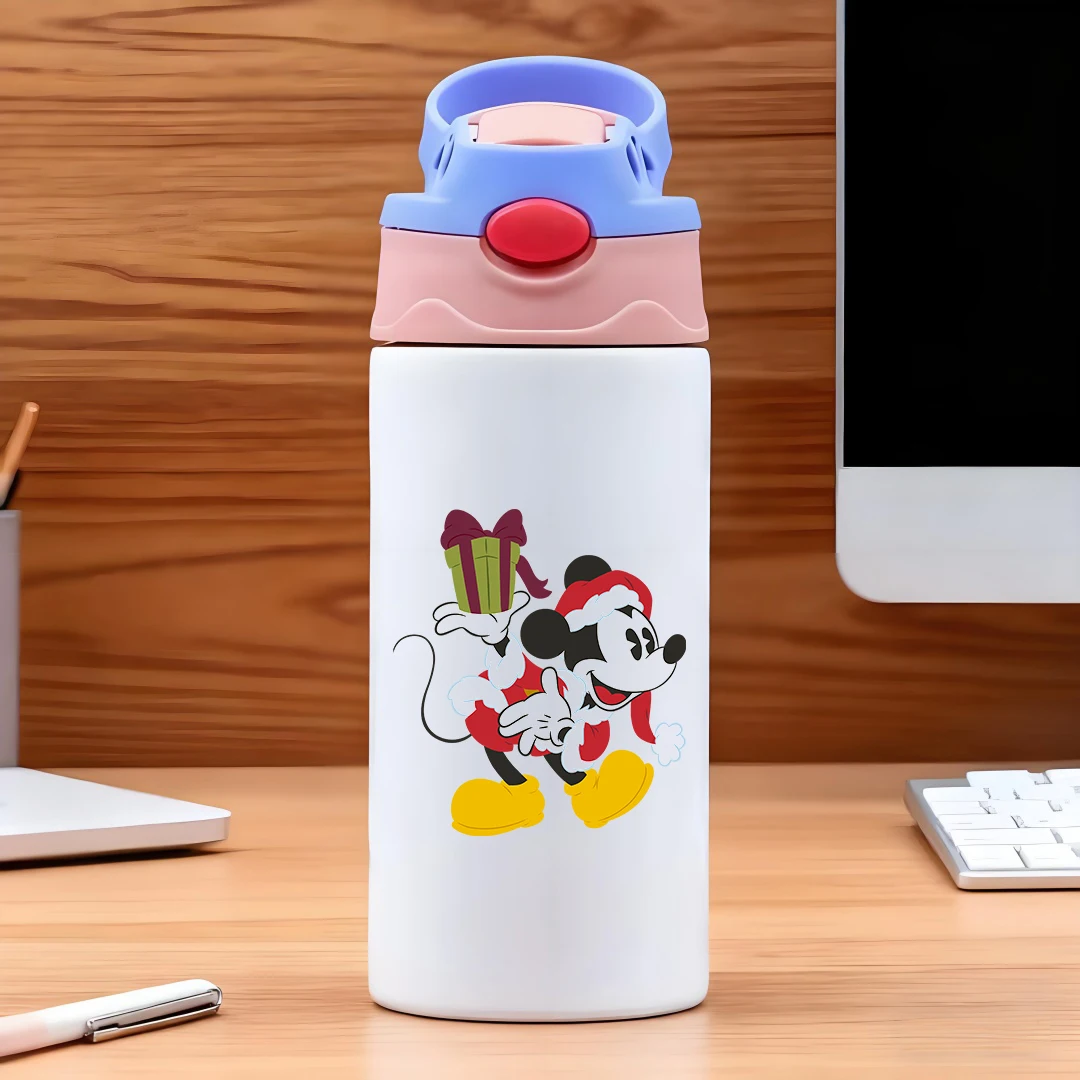 

Disney Mickey Mouse cartoon Christmas cup 304 stainless steel cartoon straw cup children's water cup New Year gift