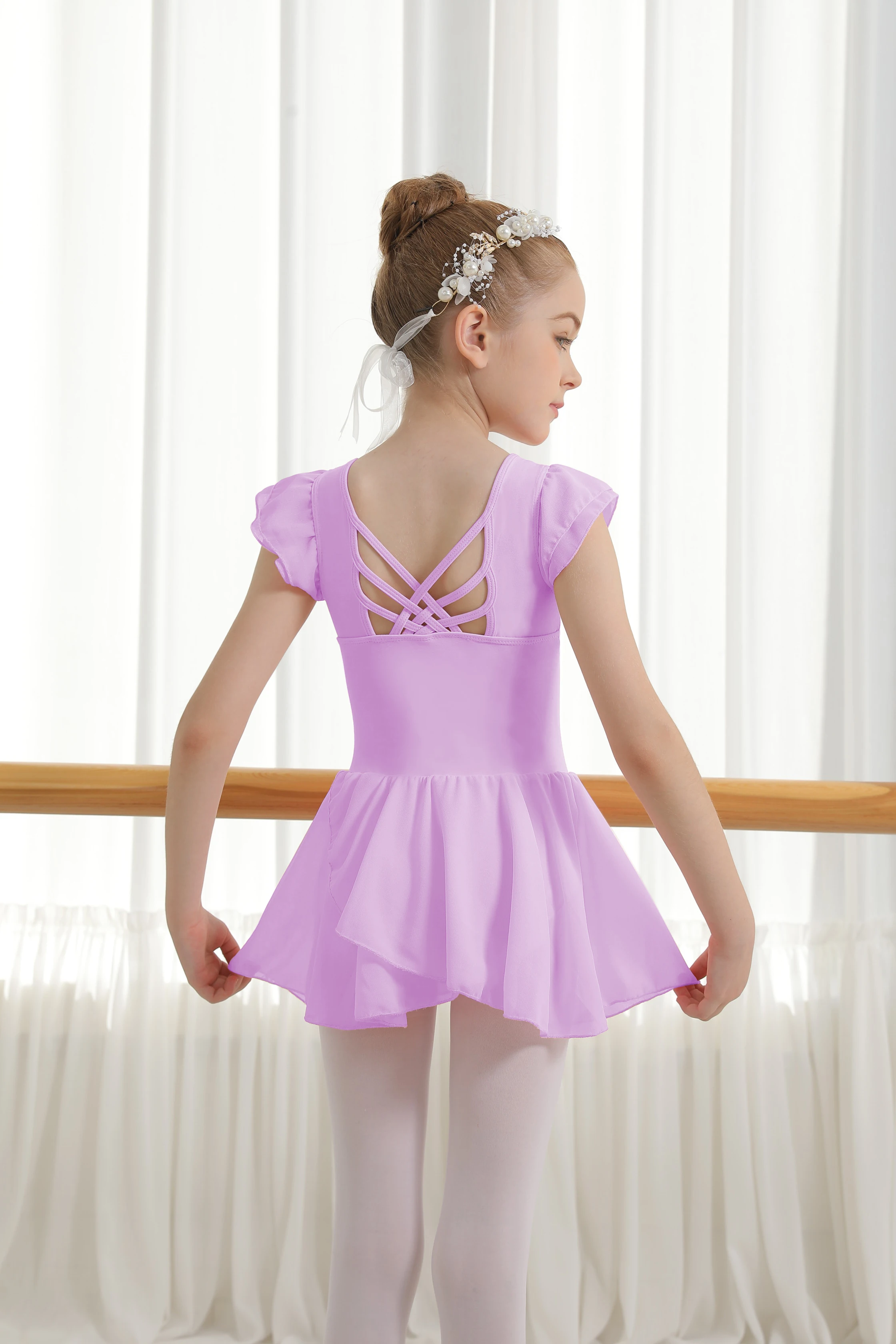 Girls Tank Ballet Leotards with Skirt Toddler Dance Dress,Cute Butterfly Hollow Back