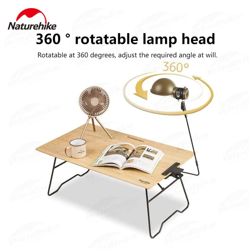 Lampada da campeggio Naturehike Lampada da tavolo con clip per tenda portatile ultraleggera da 600 g 360 °   Rotazione Illuminazione IPX4 Impermeabile