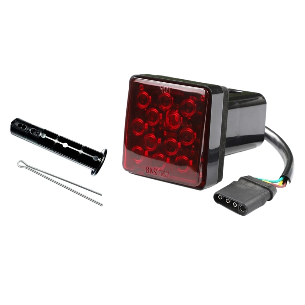 AUTO Led 2Inch Trailer Hitch Trailer Light Cover with 12LED Brake Lights, Red Trailer Light Cover Fit Receiver with Pin