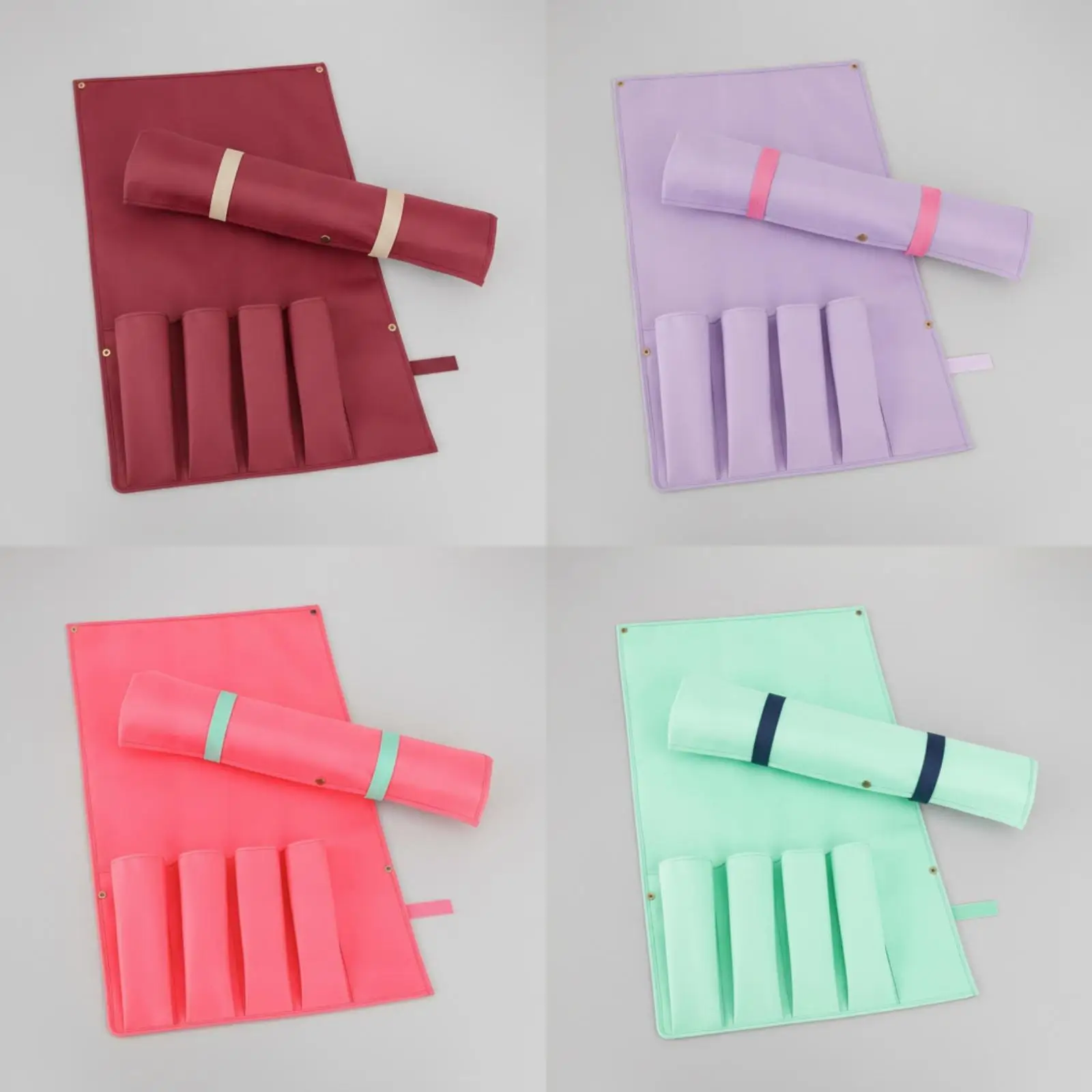 Mahjong Tile Pouch with Compartments Foldable Nylon Storage Bag for Mahjong Table Game Set Accessories Roll Up Portable