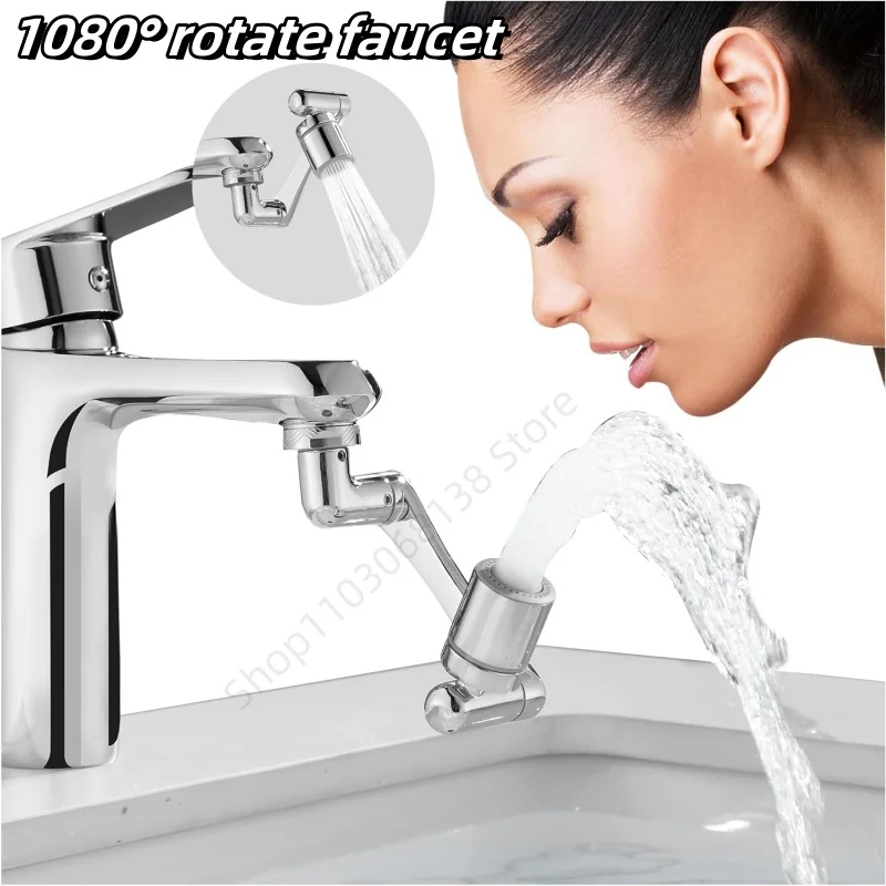 Universal 1080 °Swivel Multifunctional Extension Faucet Aerator Kitchen Bathroom 2 Spray Modes Tap Extend Adapter Aerator
