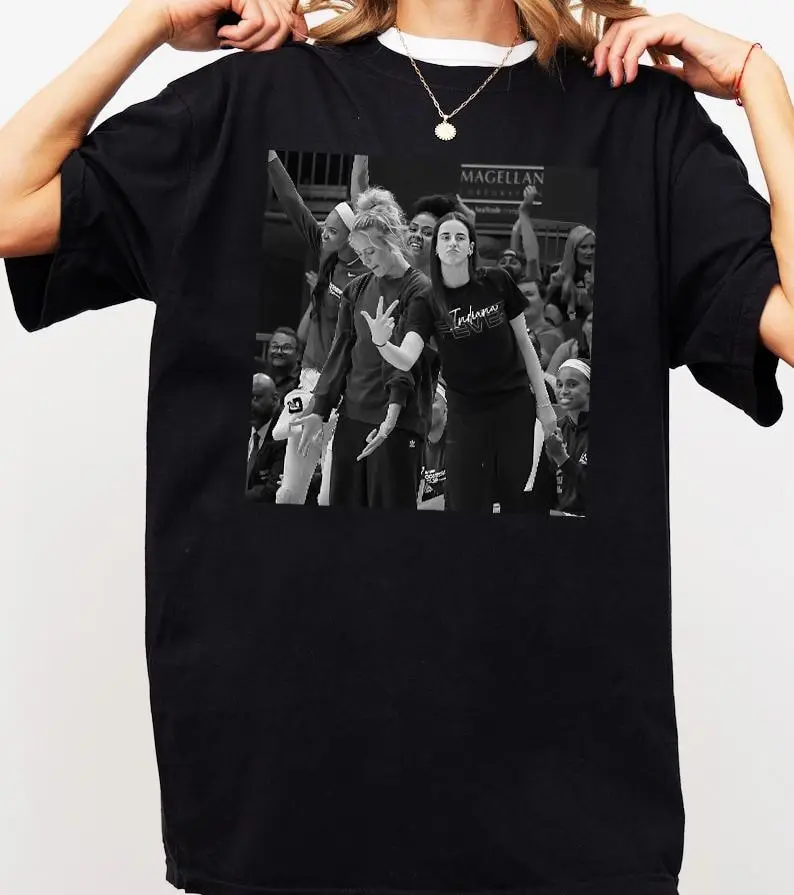Sophie Cunningham x Caitlin Clark Vintage Short Sleeve Cotton T-shirt Summer Men Women Retro Y2K Round Neck Casual Streetwear